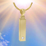 Gold Bar Crystal 10KT or 14KT Gold Cremation Jewelry Urn - SHIPS NOW