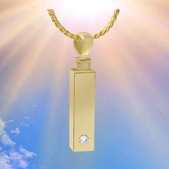 Gold Bar Crystal 10KT or 14KT Gold Cremation Jewelry Urn - SHIPS NOW