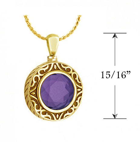 Amethyst 14KT Gold Cremation Jewelry - SHIPS NOW