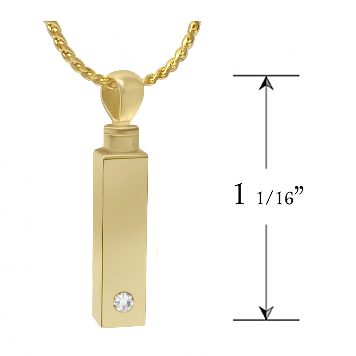 Gold Bar Crystal 10KT or 14KT Gold Cremation Jewelry Urn - SHIPS NOW
