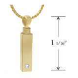 Gold Bar Crystal 10KT or 14KT Gold Cremation Jewelry Urn - SHIPS NOW