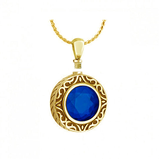 Royal Blue 14KT Gold Cremation Jewelry Urn - SHIPS NOW