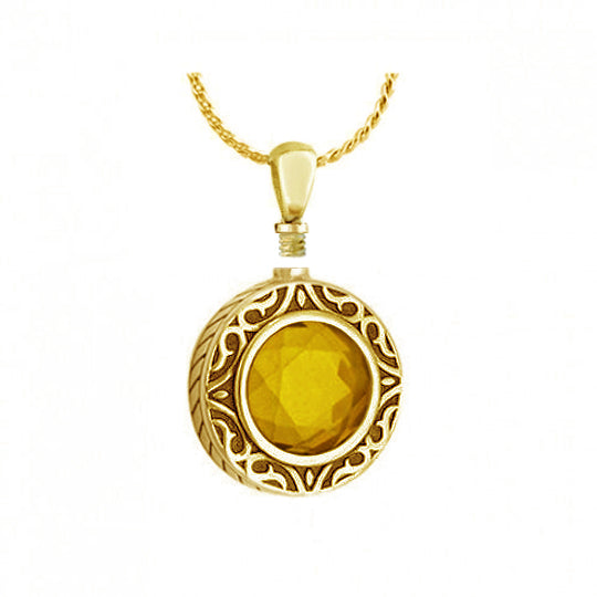 Citrine 10KT Gold Cremation Jewelry Urn - ORDER NOW