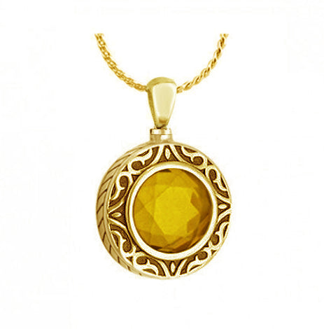 Citrine 10KT Gold Cremation Jewelry Urn - SHIPS NOW