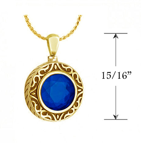 Royal Blue 14KT Gold Cremation Jewelry Urn - SHIPS NOW