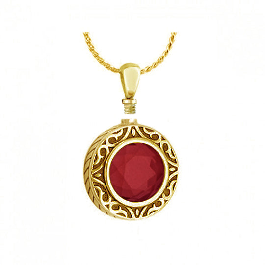 Garnet 10KT Gold Cremation Jewelry Urn - ORDER NOW