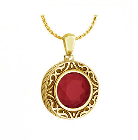 Garnet 14KT Gold Cremation Jewelry Urn - SHIPS NOW