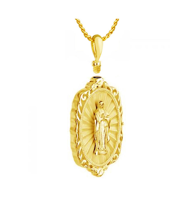 Guadalupe 10KT or 14KT Gold Filigree Cremation Jewelry Urn - ORDER NOW