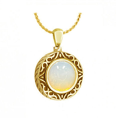 Moonstone 10KT Gold Cremation Jewelry Urn - SHIPS NOW
