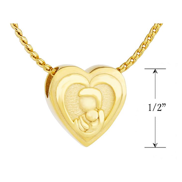 Mother And Child 10KT Gold Heart Cremation Jewelry Urn - ORDER NOW