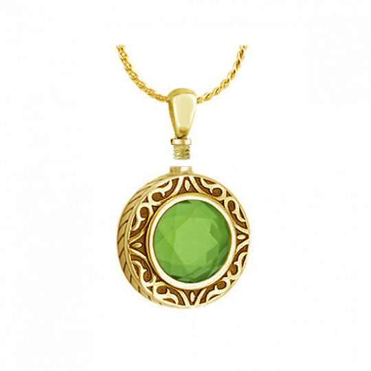 Peridot 10KT Gold Cremation Jewelry Urn - ORDER NOW