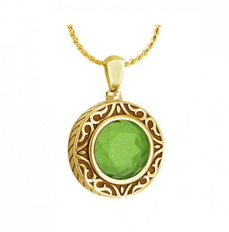 Peridot 10KT Gold Cremation Jewelry Urn - SHIPS NOW