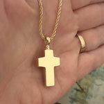 Memorial Cross 14KT Gold CZ Reversible Cremation Jewelry Urn - SHIPS NOW