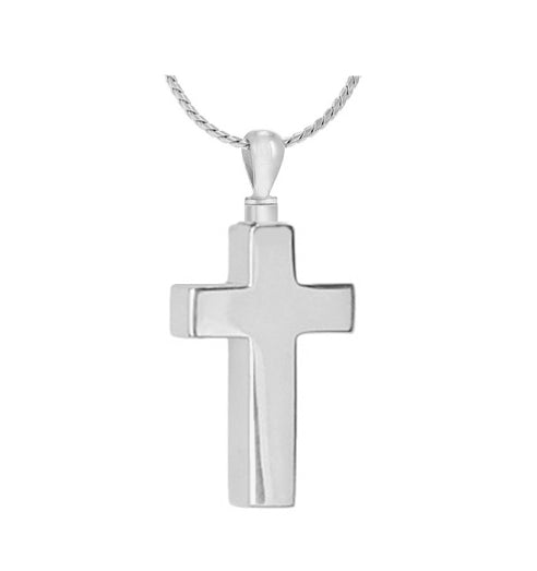 Men's Perfect Cross 14KT White Gold Cremation Jewelry SHIPS NOW