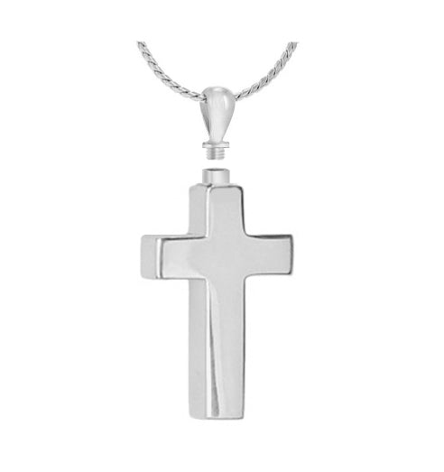 Men's Perfect Cross 14KT White Gold Cremation Jewelry - ORDER NOW