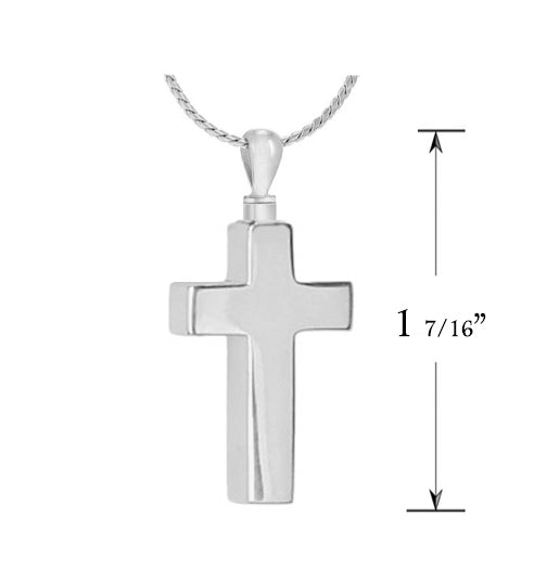 Men's Perfect Cross 14KT White Gold Cremation Jewelry - ORDER NOW
