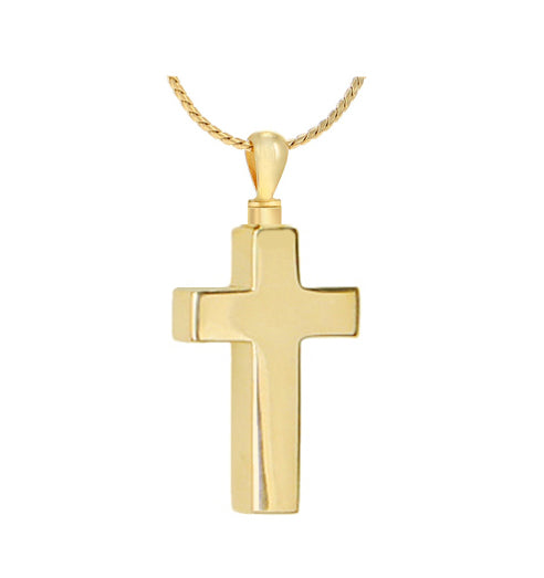 Men's Perfect Cross 10KT or 14KT Gold Cremation Jewelry Urn - SHIPS NOW