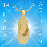 Sandal 10KT or 14KT Gold Cremation Flip Flop Jewelry Urn - ORDER NOW