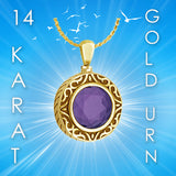 Amethyst 14KT Gold Cremation Jewelry - SHIPS NOW