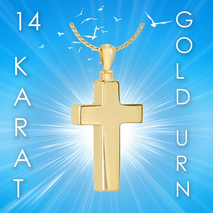 Men's Perfect Cross 10KT or 14KT Gold Cremation Jewelry Urn - ORDER NOW