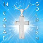 Men's Perfect Cross 14KT White Gold Cremation Jewelry SHIPS NOW