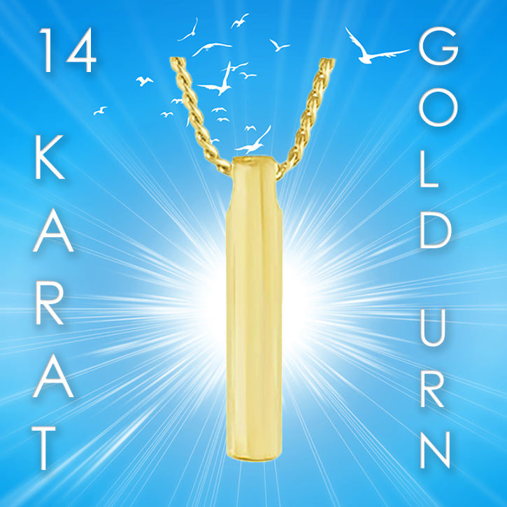 Sleek Cylinder 10KT or 14KT Gold Cremation Jewelry Urn - SHIPS NOW