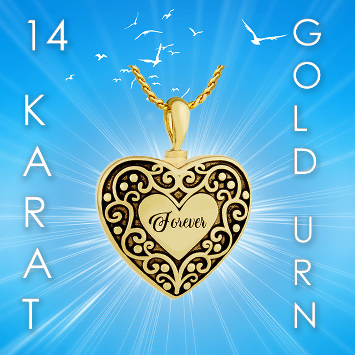 Forever 10KT or 14KT Gold Cremation Jewelry Urn - SHIPS NOW