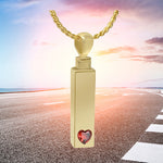 Gold Bar Crystal Red Heart 10KT or 14KT Gold Cremation Jewelry Urn - ORDER NOW