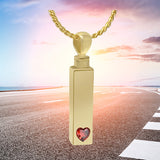 Gold Bar Crystal Red Heart 10KT or 14KT Gold Cremation Jewelry Urn - ORDER NOW
