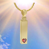 Gold Bar Crystal Red Heart 10KT or 14KT Gold Cremation Jewelry Urn - ORDER NOW