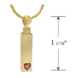 Gold Bar Crystal Red Heart 10KT or 14KT Gold Cremation Jewelry Urn - ORDER NOW