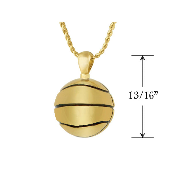 Basketball 10KT Gold Cremation Jewelry Urn - SHIPS NOW