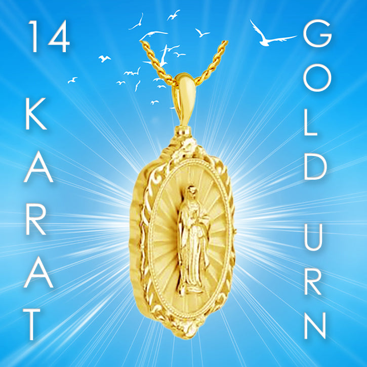 Guadalupe 10KT or 14KT Gold Filigree Cremation Jewelry Urn - ORDER NOW