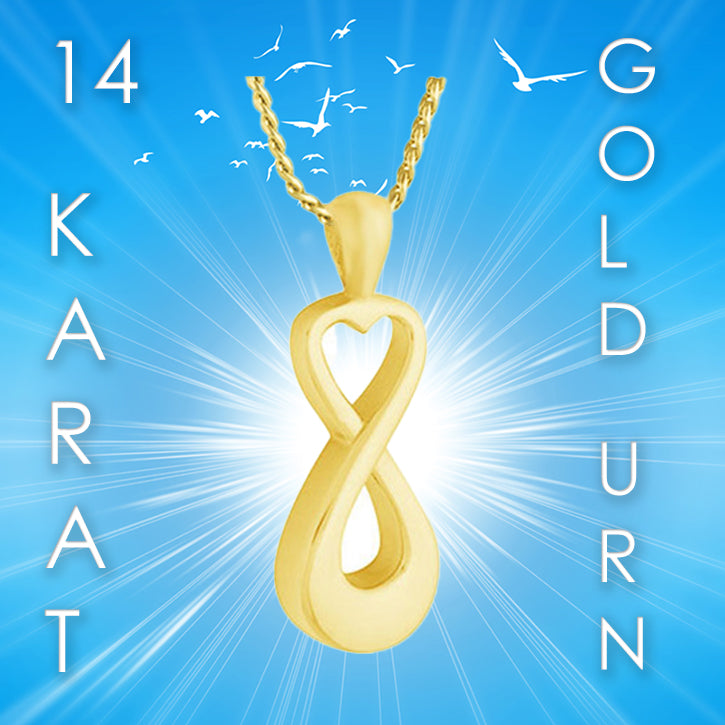 Infinity Heart 10KT or 14KT Gold Cremation Jewelry Urn - SHIPS NOW