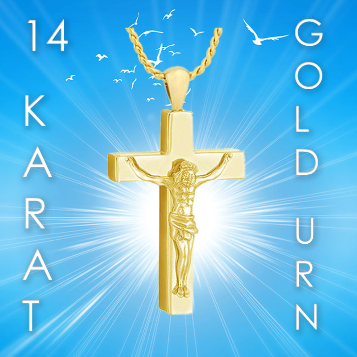 Crucifix 10KT or 14KT Gold Cremation Jewelry Urn - ORDER NOW