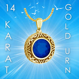 Royal Blue 14KT Gold Cremation Jewelry Urn - SHIPS NOW