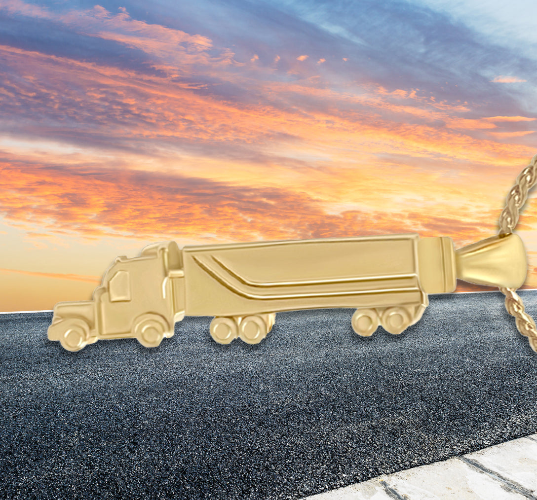 Truck Driver 10KT or 14KT Gold Cremation Trucker Jewelry Urn - ORDER NOW