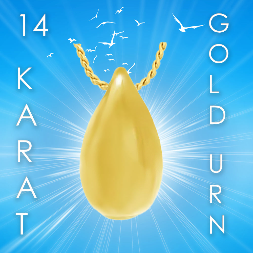 Large Teardrop 10KT Gold Cremation Jewelry Urn  - SHIPS NOW