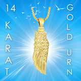 Angel Wing 10KT or 14KT Gold Cremation Jewelry Urn - ORDER NOW