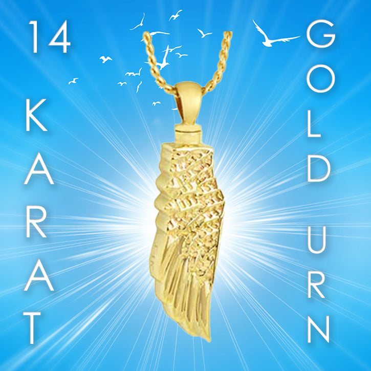 Angel Wing 10KT or 14KT Gold Cremation Jewelry Urn - ORDER NOW