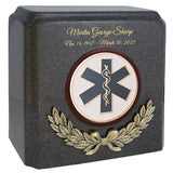 Wreath 17 Medallions Granite Cremation Urn - Choose White or Black