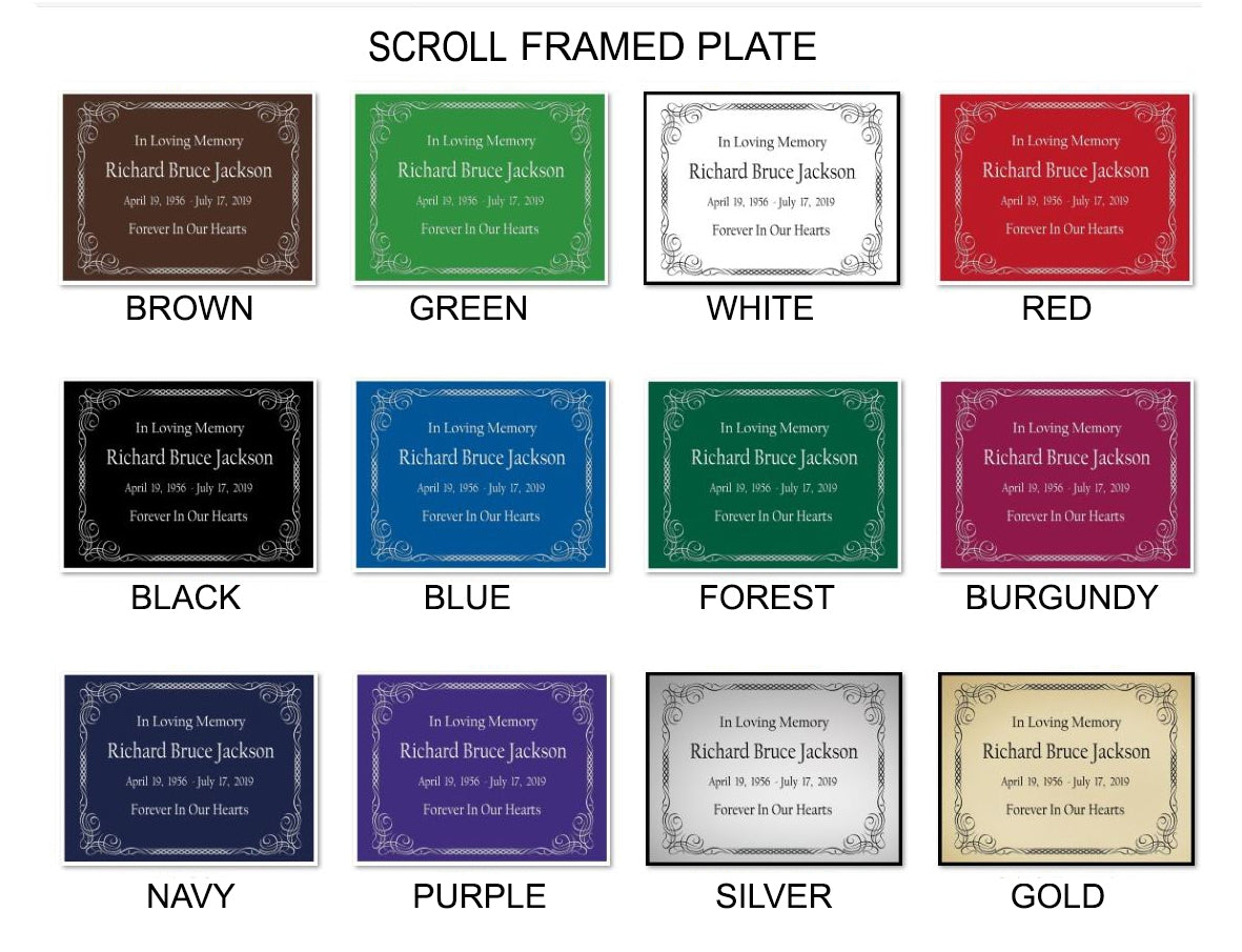 Colorful Scroll Name Plates For Cremation Urns