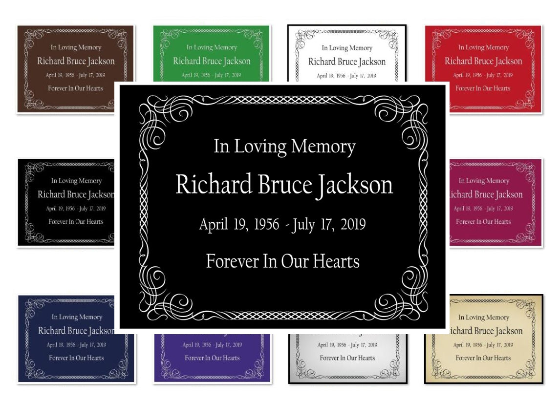 Colorful Scroll Name Plates For Cremation Urns