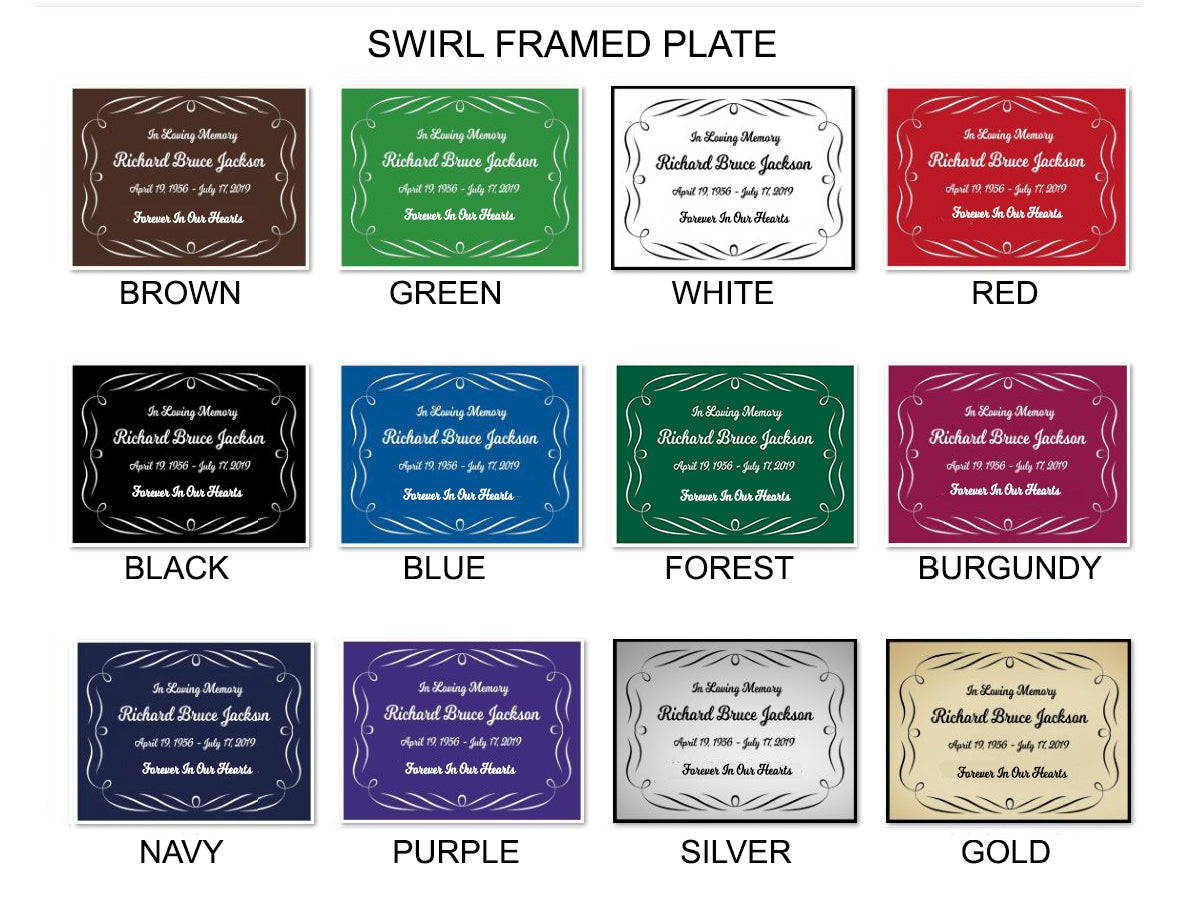 Colorful Swirl Name Plates For Cremation Urns