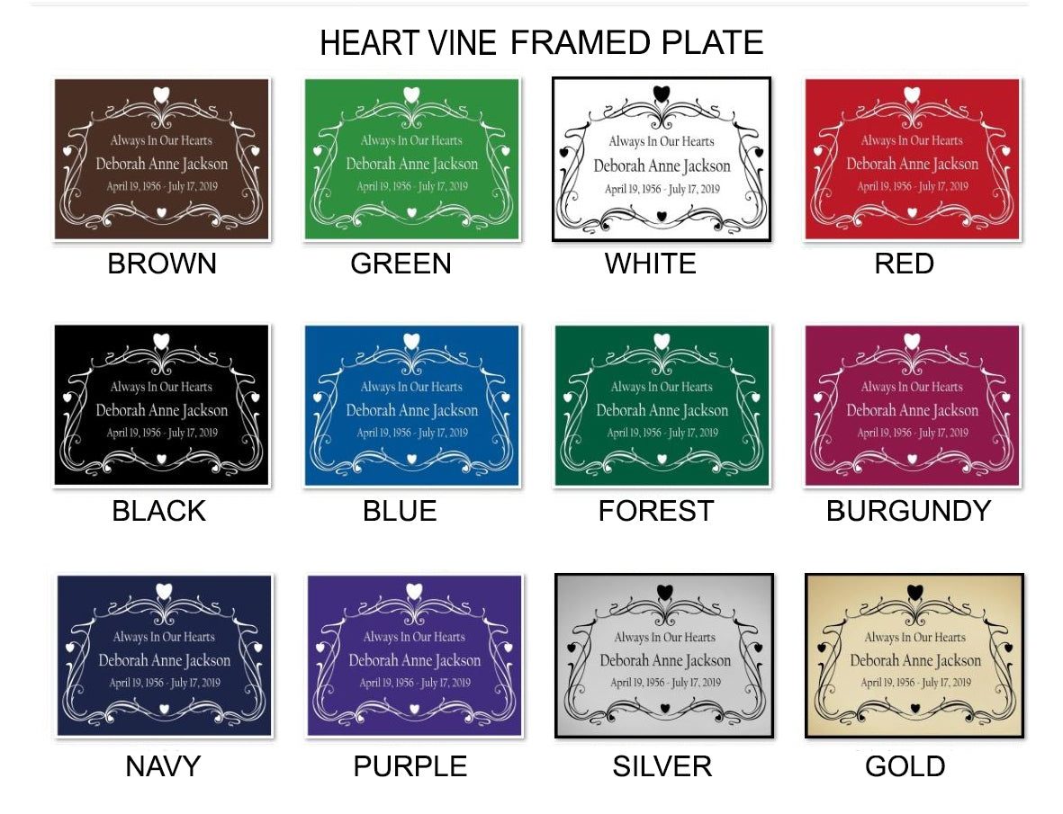 Colorful Heart Vine Name Plates For Cremation Urns