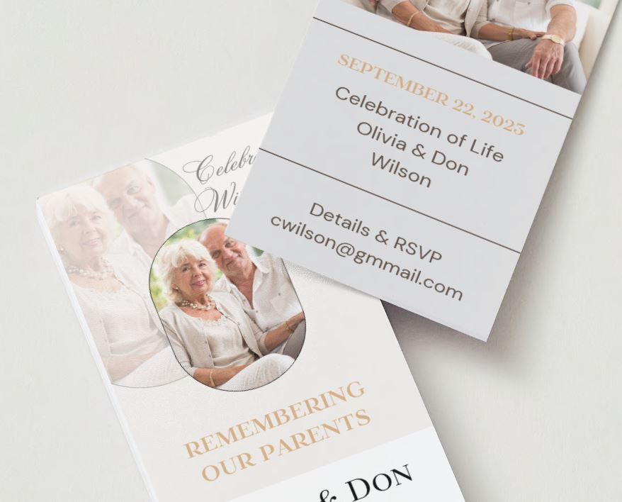 Celebration Photo Memorial Cards - Funeral  Cards - Celebration of Life Cards