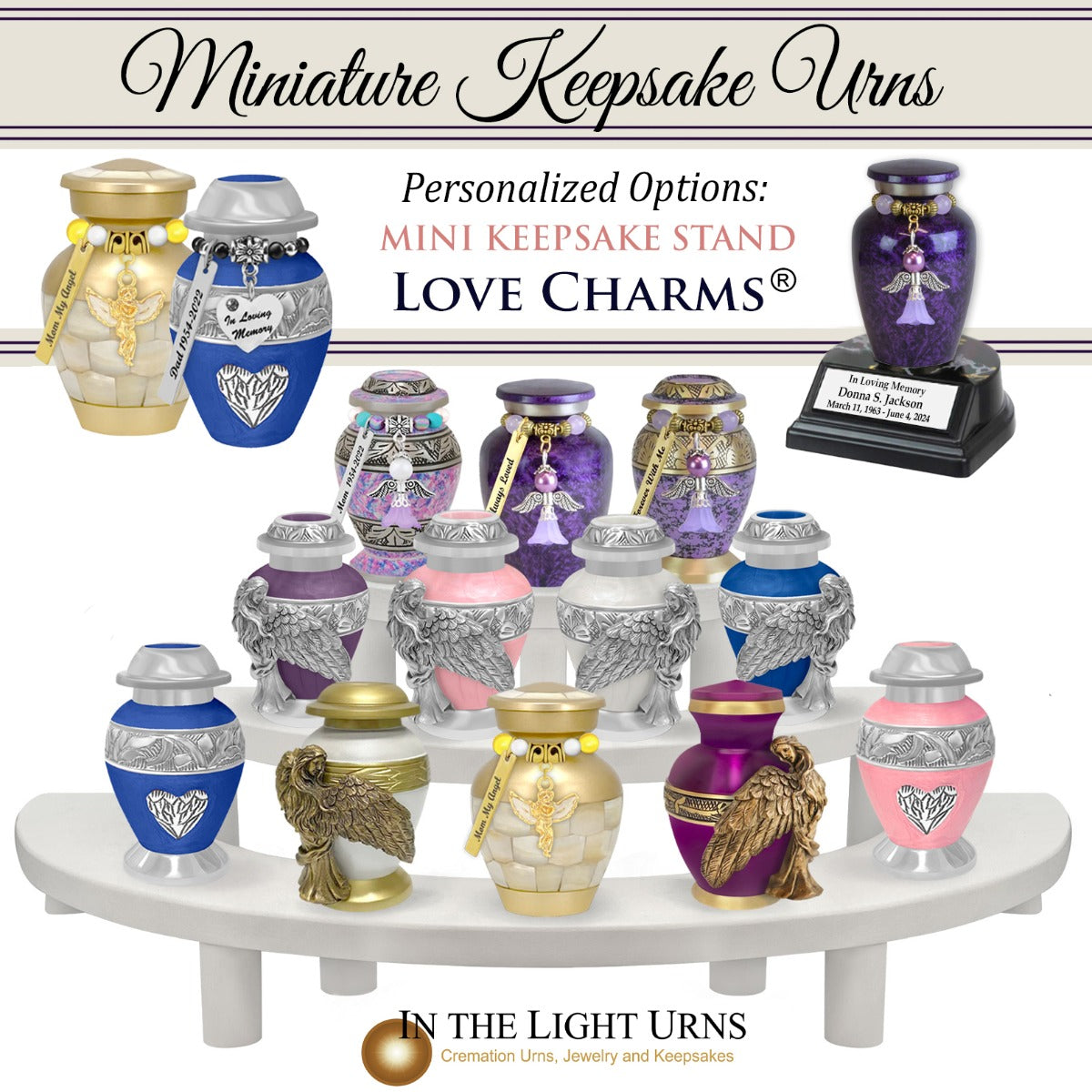 Wings of an Angel Purple And Gold Keepsake Urn - Engraving Option 