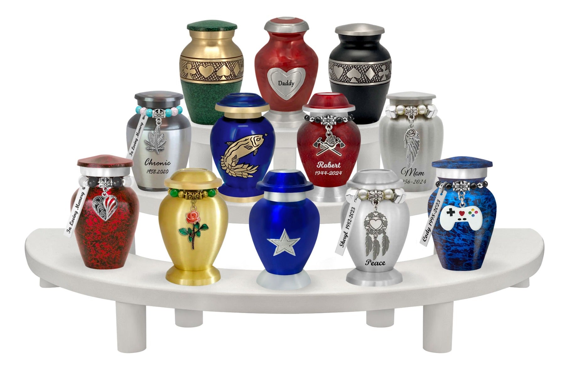 Dad or Mom Red Memorial Heart Mini Keepsake Urn