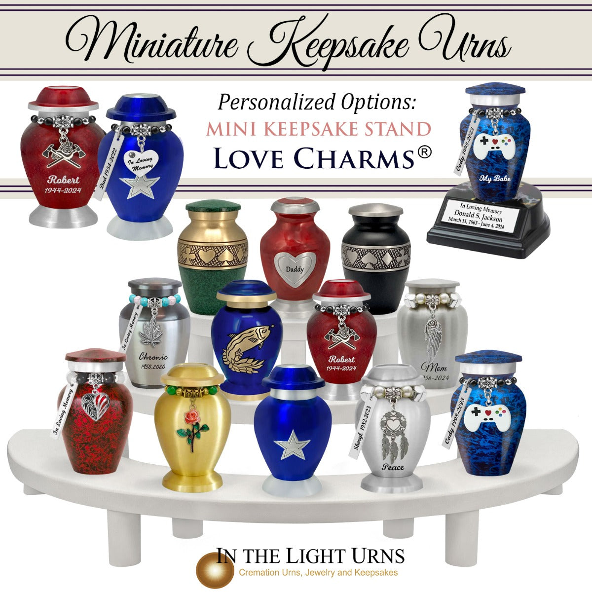 Land Turtle Pewter Keepsake Urn - Love Charms™ Option
