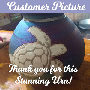Sea Turtles Raku Cremation Adult or Medium Urn - Personalization Option
